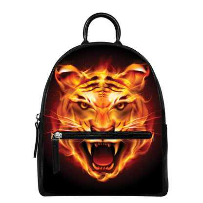 Flame Tiger Print Leather Backpack