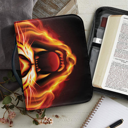 Flame Tiger Print Leather Bible Cover
