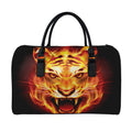 Flame Tiger Print Leather Duffel Bag
