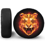 Flame Tiger Print Leather Spare Tire Cover
