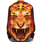 Flame Tiger Print Long Sleeve Baseball Jersey
