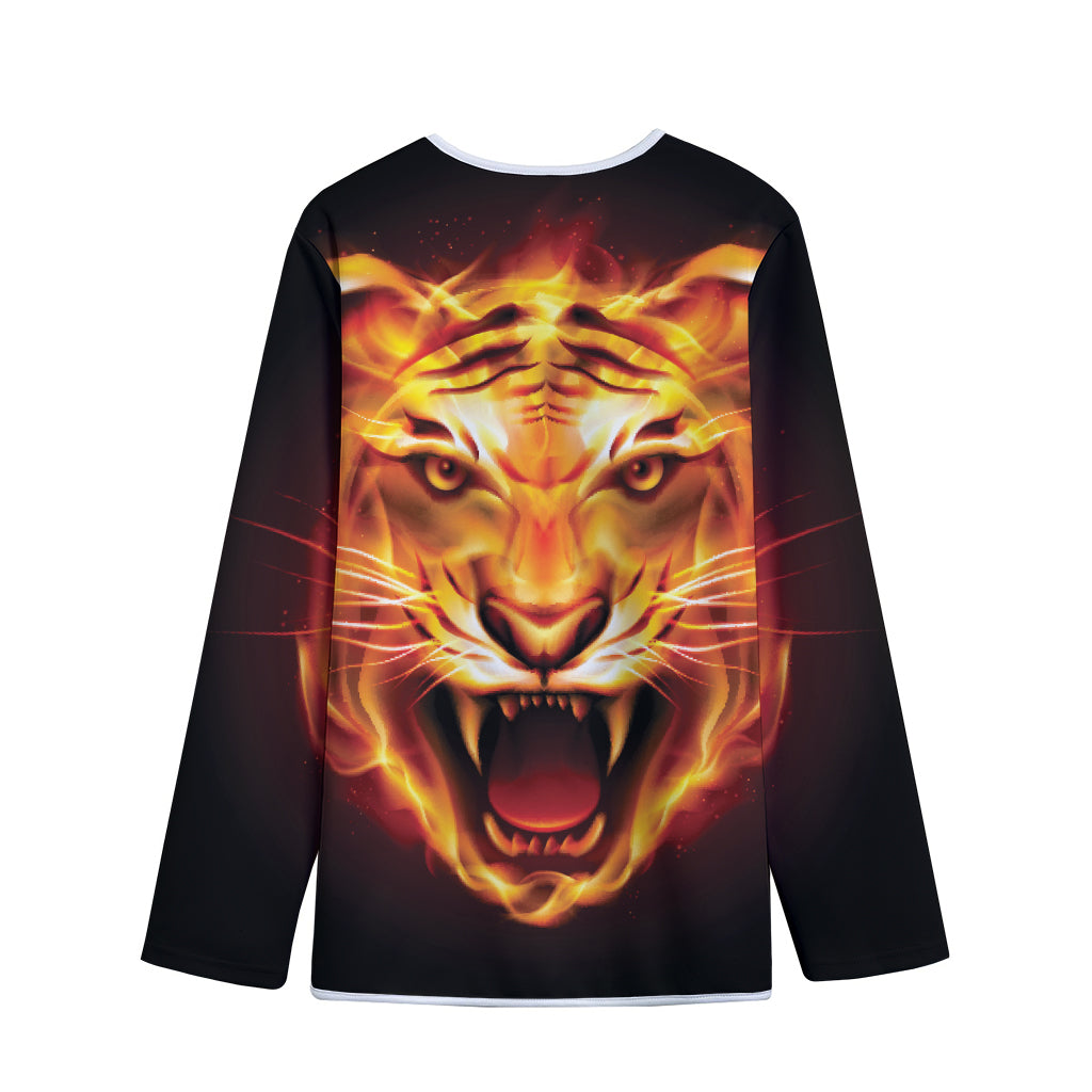 Flame Tiger Print Long Sleeve Short Coat
