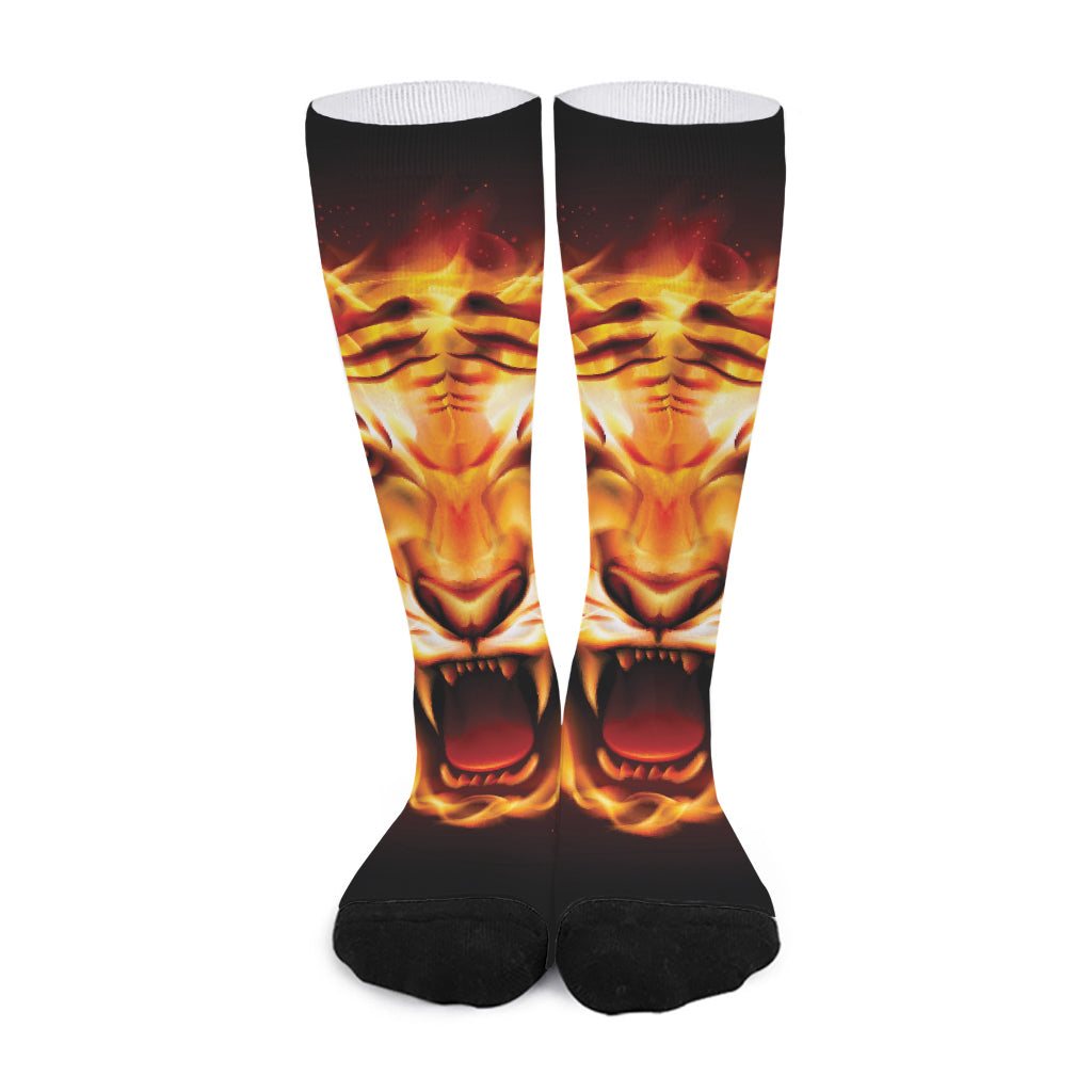 Flame Tiger Print Long Socks