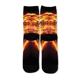 Flame Tiger Print Long Socks