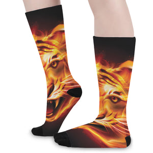 Flame Tiger Print Long Socks