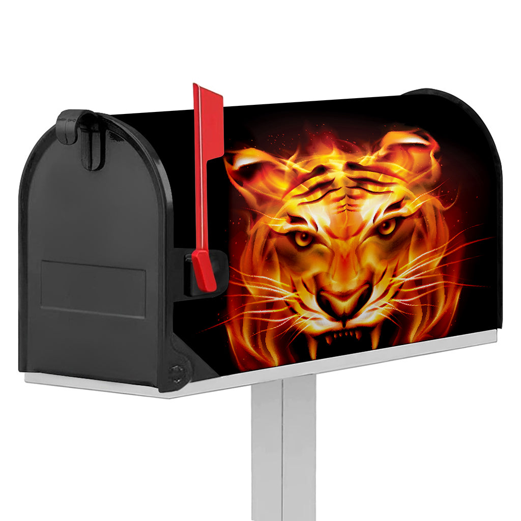 Flame Tiger Print Mailbox Cover