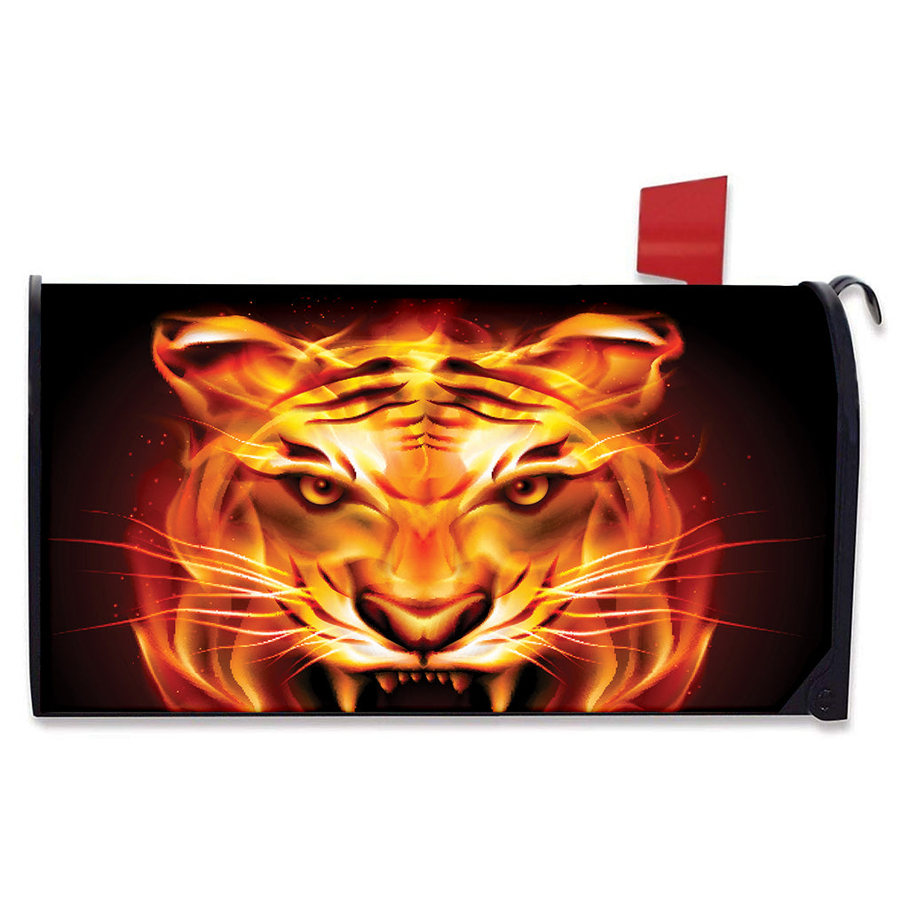Flame Tiger Print Mailbox Cover