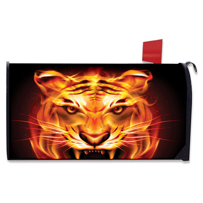 Flame Tiger Print Mailbox Cover