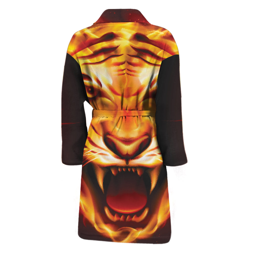 Flame Tiger Print Men's Bathrobe