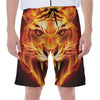 Flame Tiger Print Men's Beach Shorts