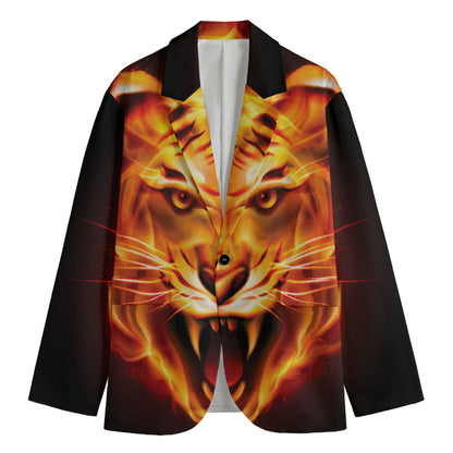 Flame Tiger Print Men's Blazer