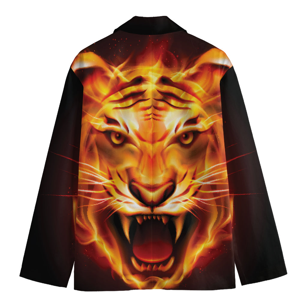 Flame Tiger Print Men's Blazer
