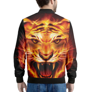 Flame Tiger Print Men's Bomber Jacket