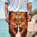Flame Tiger Print Men's Cargo Shorts