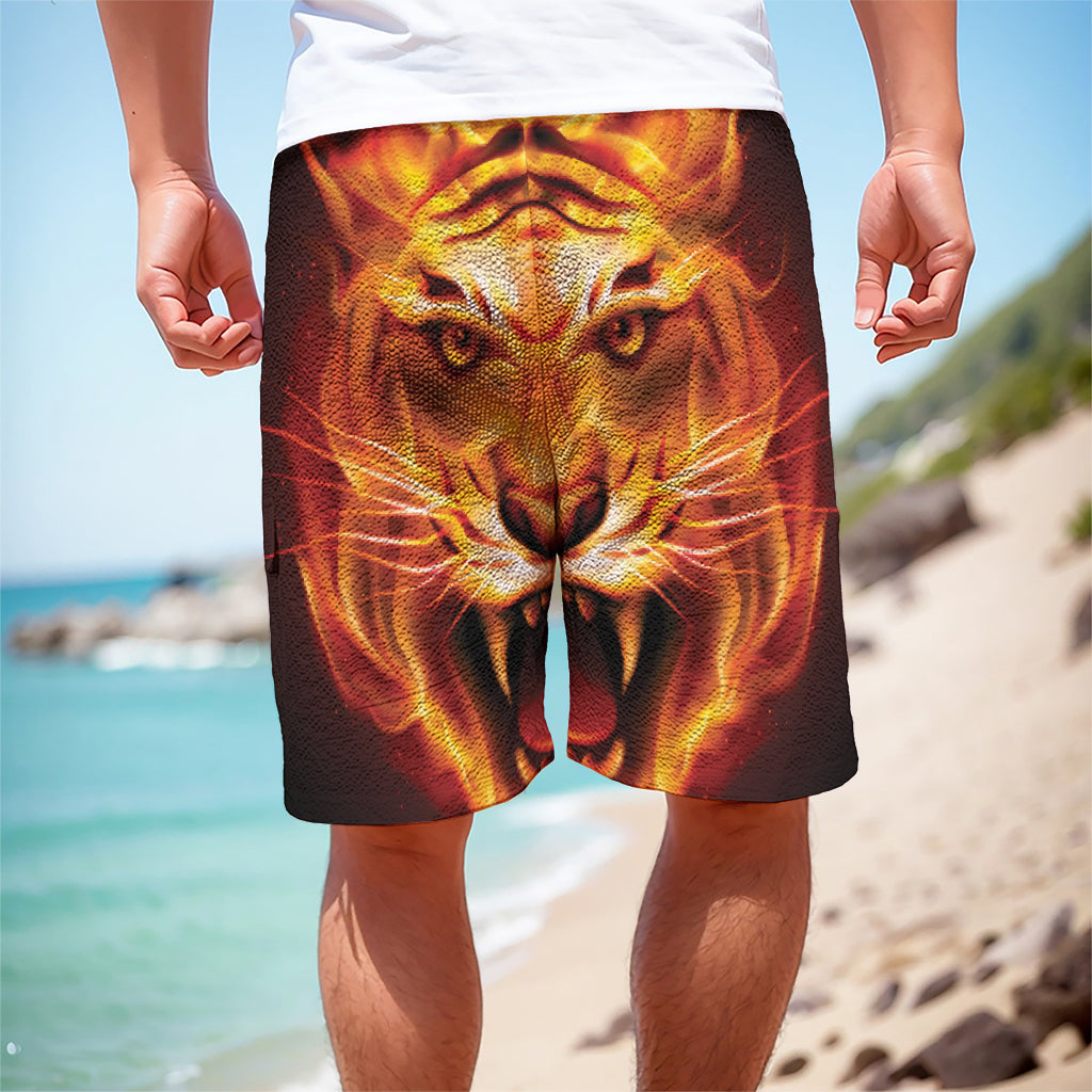 Flame Tiger Print Men's Cargo Shorts