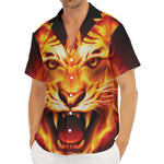 Flame Tiger Print Men's Deep V-Neck Shirt