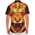 Flame Tiger Print Men's Deep V-Neck Shirt