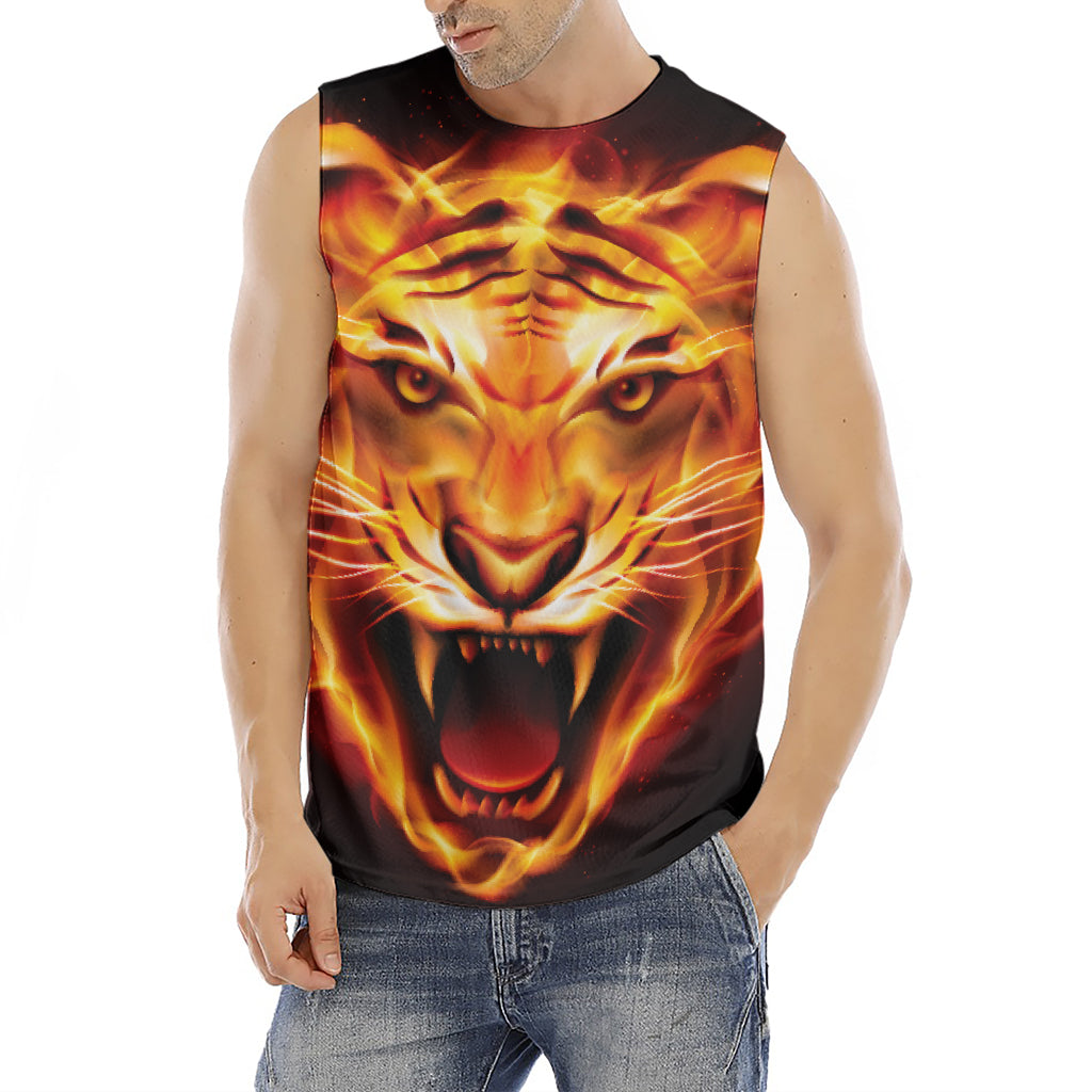 Flame Tiger Print Men's Fitness Tank Top