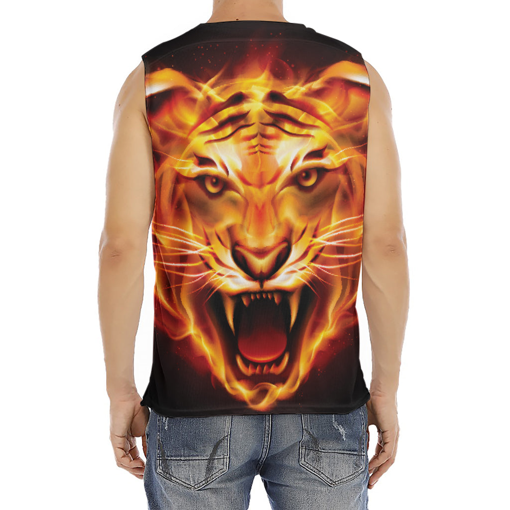 Flame Tiger Print Men's Fitness Tank Top