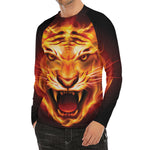 Flame Tiger Print Men's Long Sleeve Rash Guard