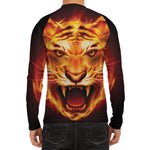 Flame Tiger Print Men's Long Sleeve Rash Guard