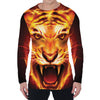 Flame Tiger Print Men's Long Sleeve T-Shirt