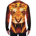 Flame Tiger Print Men's Long Sleeve T-Shirt