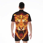 Flame Tiger Print Men's Rompers