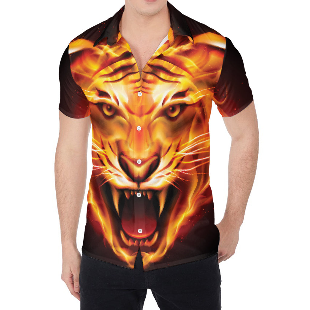 Flame Tiger Print Men's Shirt