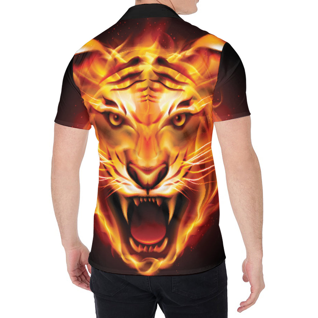 Flame Tiger Print Men's Shirt