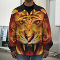 Flame Tiger Print Men's Shirt Jacket