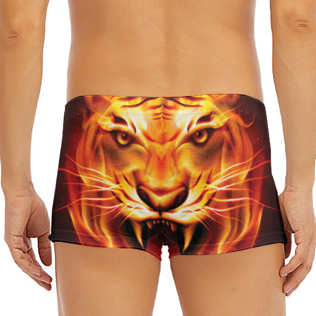 Flame Tiger Print Men's Short Boxer Briefs