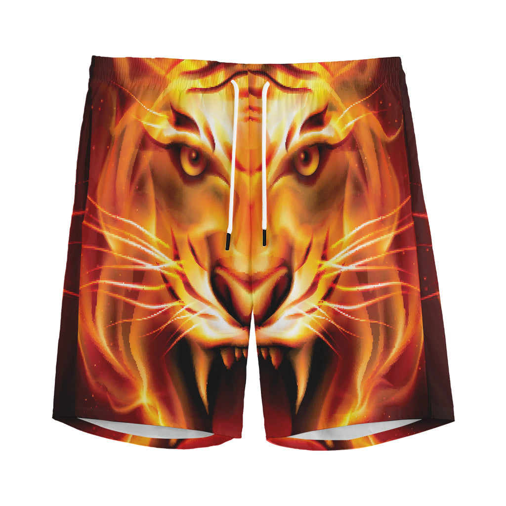Flame Tiger Print Men's Sports Shorts
