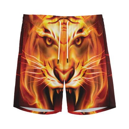 Flame Tiger Print Men's Sports Shorts