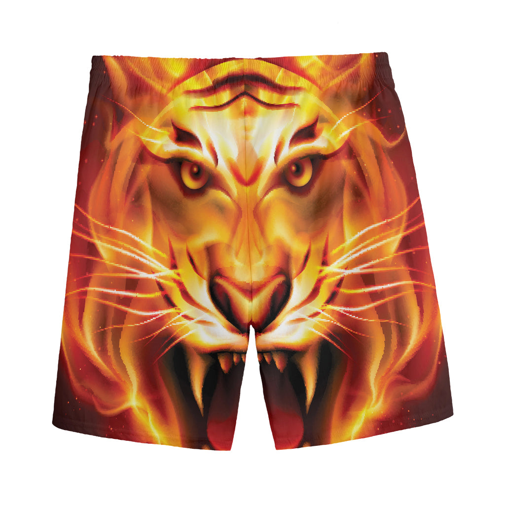 Flame Tiger Print Men's Sports Shorts