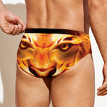 Flame Tiger Print Men's Swim Briefs