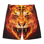 Flame Tiger Print Men's Swim Trunks