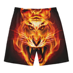 Flame Tiger Print Men's Swim Trunks