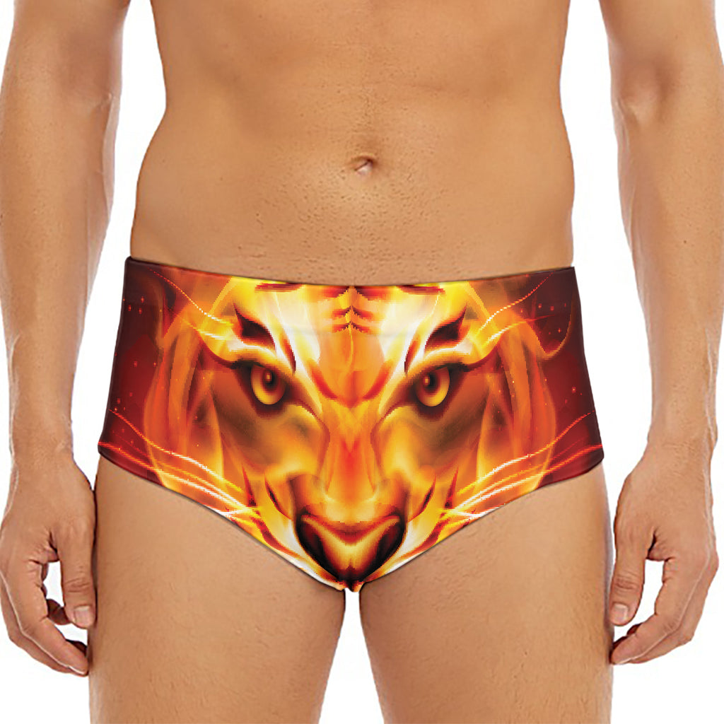 Flame Tiger Print Men's Triangle Swim Briefs