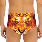Flame Tiger Print Men's Triangle Swim Briefs