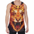 Flame Tiger Print Men's Velvet Tank Top