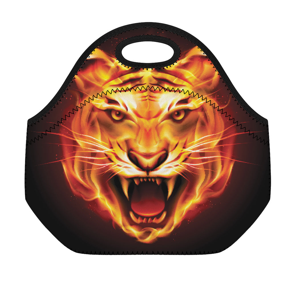 Flame Tiger Print Neoprene Lunch Bag
