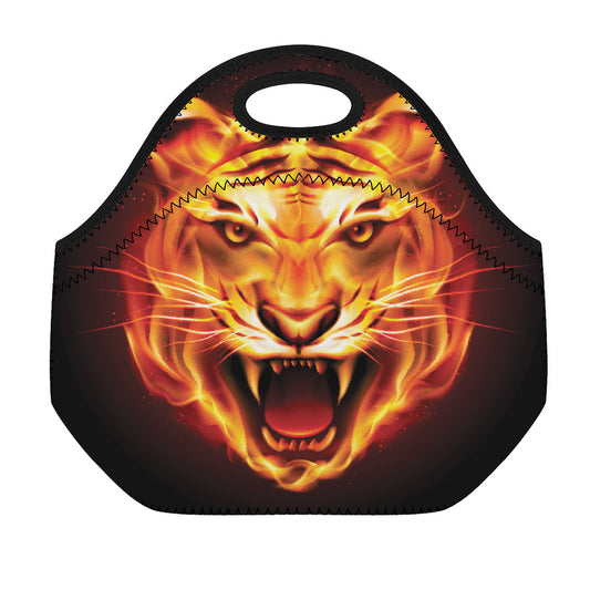 Flame Tiger Print Neoprene Lunch Bag