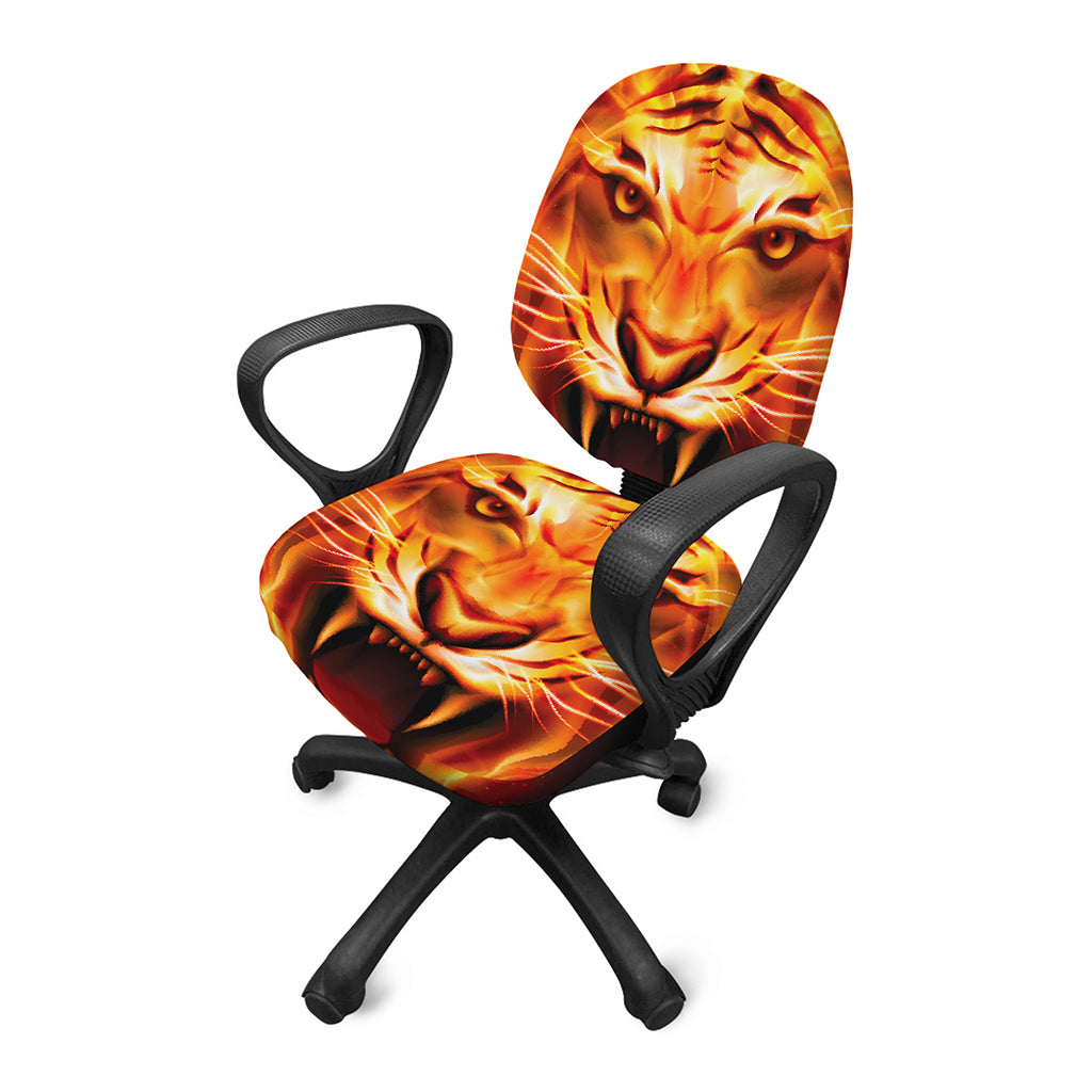 Flame Tiger Print Office Chair Cover
