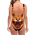 Flame Tiger Print One Piece Swimsuit