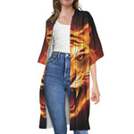 Flame Tiger Print Open Front Beach Cover Up