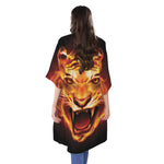 Flame Tiger Print Open Front Beach Cover Up