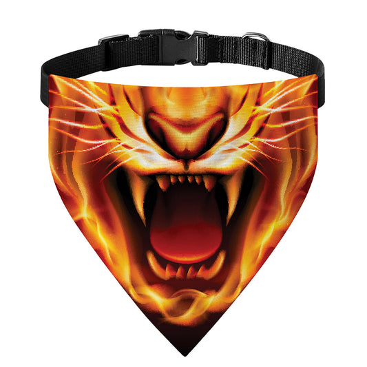 Flame Tiger Print Over The Collar Dog Bandana