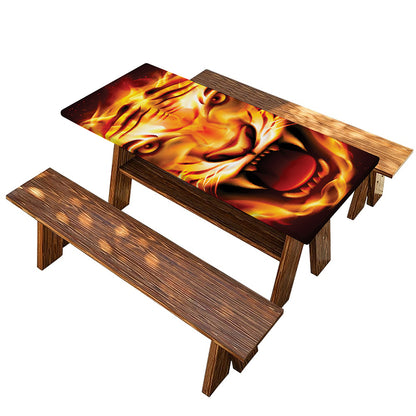 Flame Tiger Print Picnic Table Cover