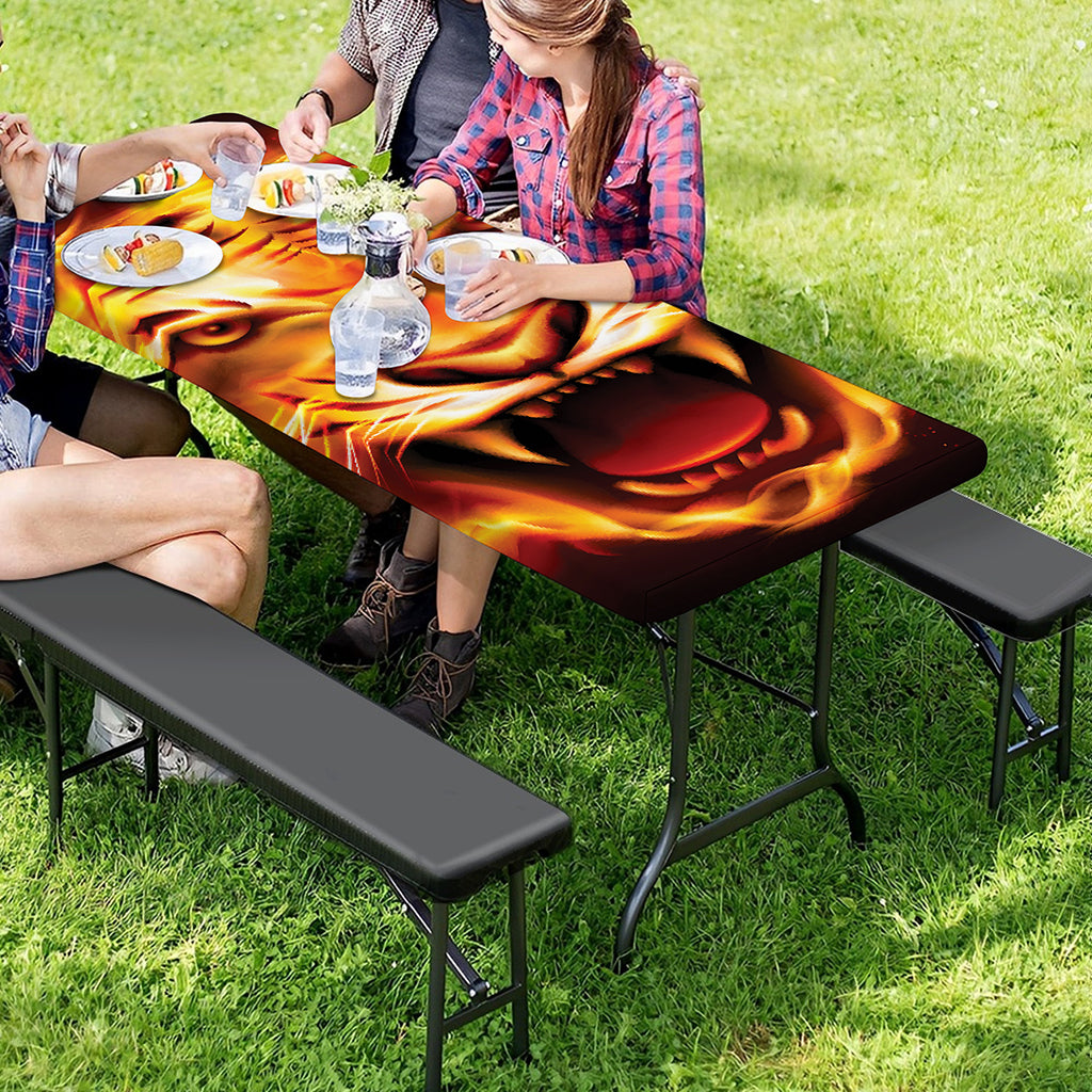 Flame Tiger Print Picnic Table Cover